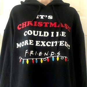 FRIENDS TV SHOW Christmas Soft Hoodie Black Hooded Sweatshirt Unisex 1X NEW!
